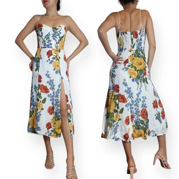 Reformation Juliette Formosa Floral Print Midi Dress Size 4 - Picture 1 of 16